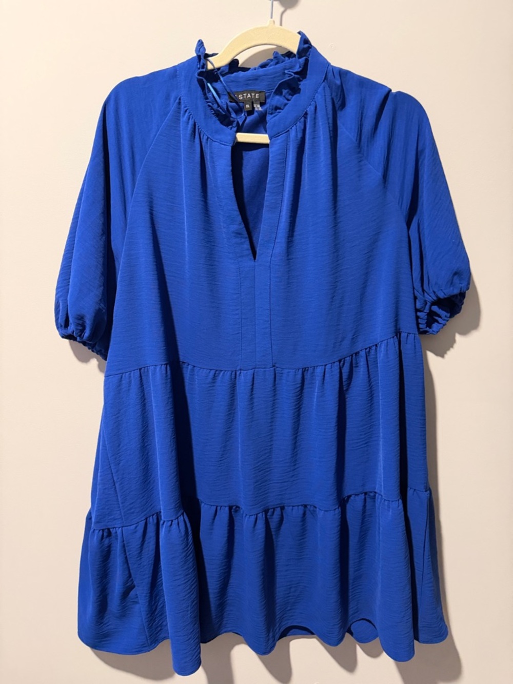 1. State Cobalt Blue Ruffle-Neck Tiered Tunic